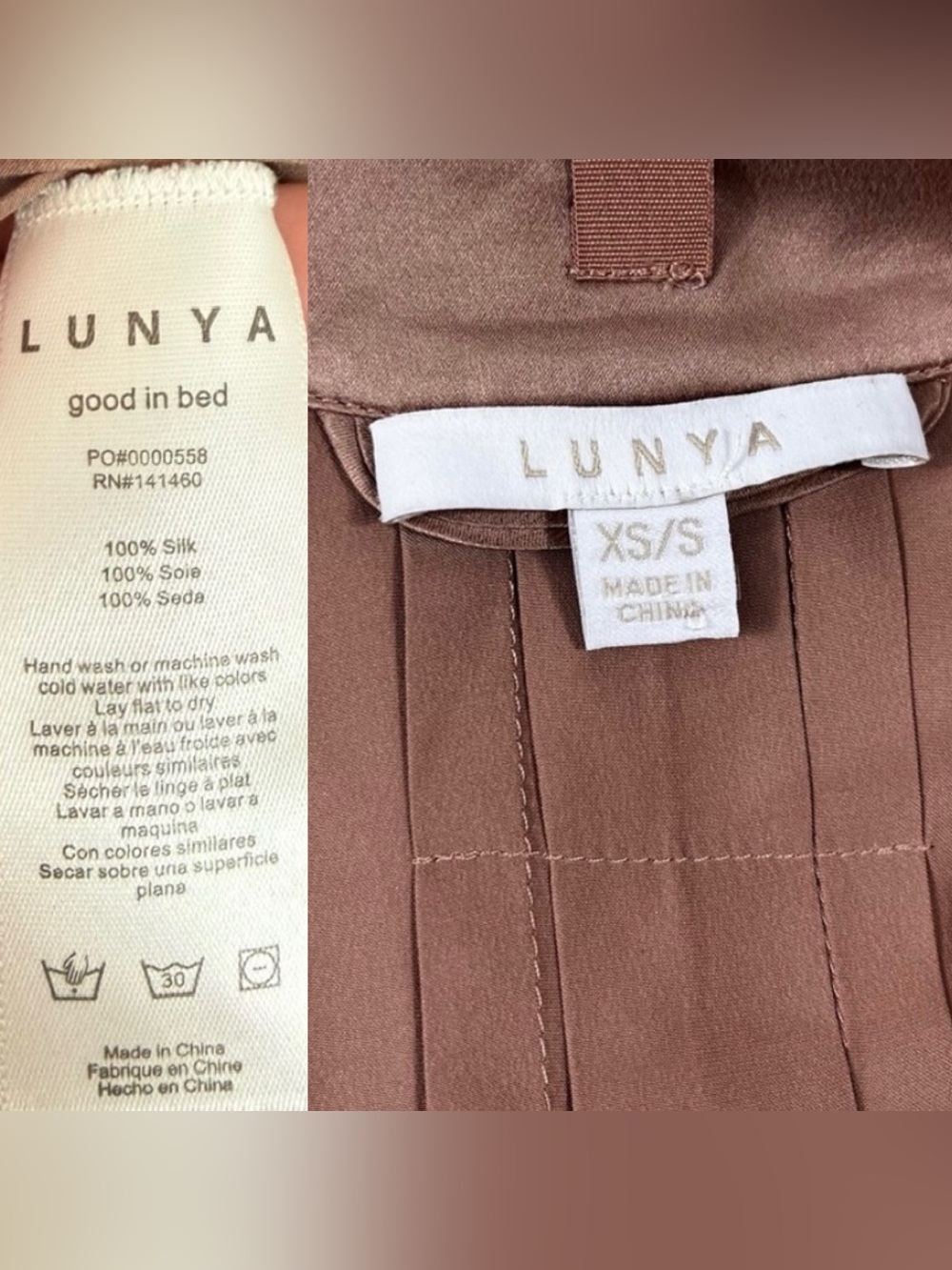 Lunya Washable Silk Long Robe Otium Tan XS/S NWOT - Picture 13 of 13